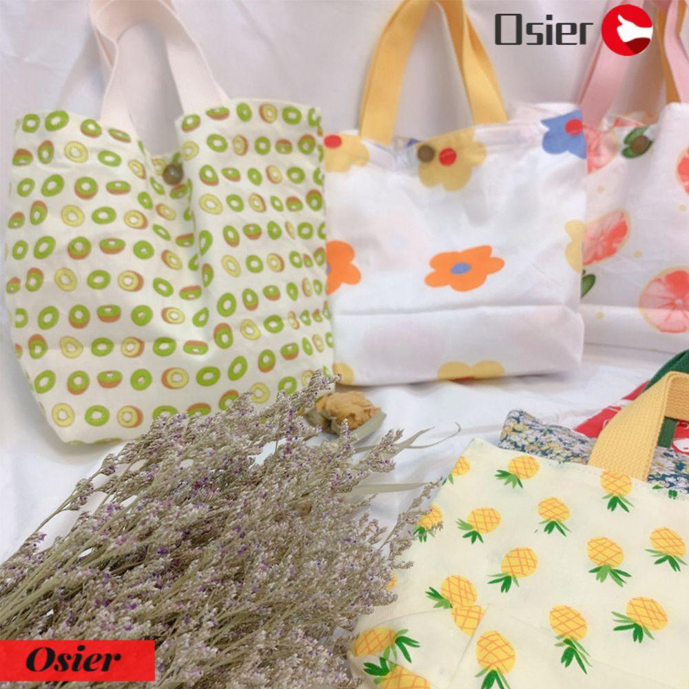 Osier1 Túi Đựng Cơm Trưa Nhỏ Bằng Cotton Mềm Có Nút Bấm Có Thể Tái Sử Dụng Cho Nữ