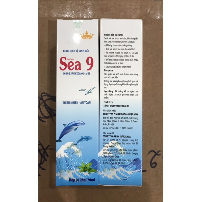 Dung Dịch Vệ Sinh Mũi  SEA 9 Kingphar  - chai 70 ml- Làm sạch, thông mũi, dùng cho trẻ em và người lớn