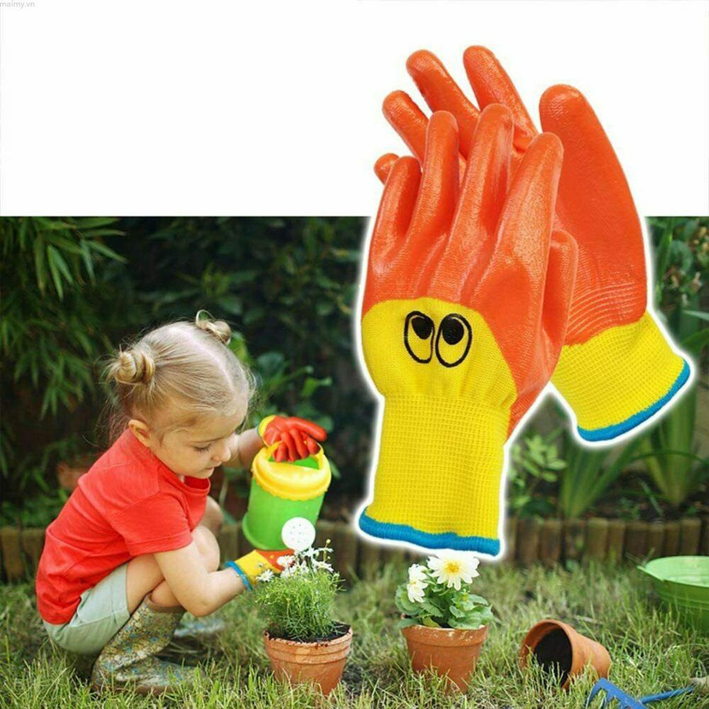 Đôi Găng Tay Làm Vườn Cho Trẻ Em Từ 4-13 Tuổi Mềm Mại Thoải Mái