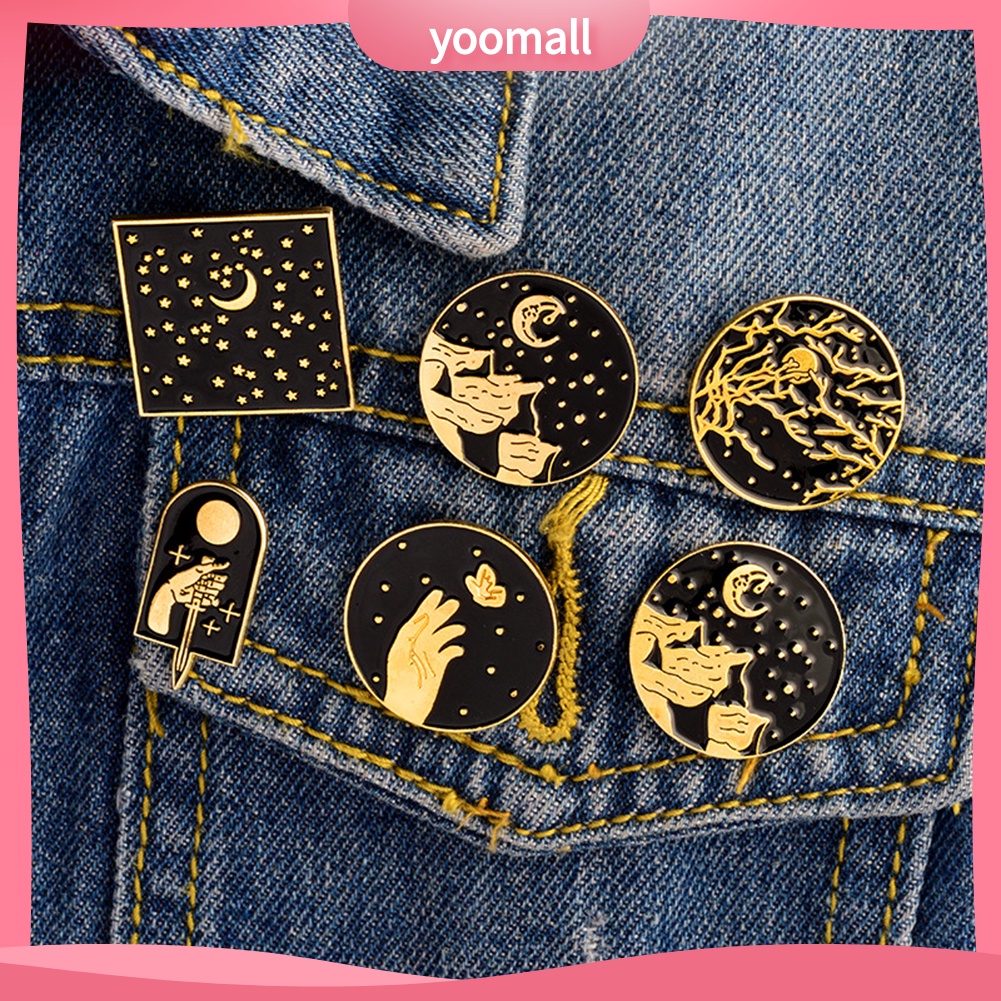 Ghim cài áo hình trăng sao phong cách cổ điển thanh lịch dành cho nữ