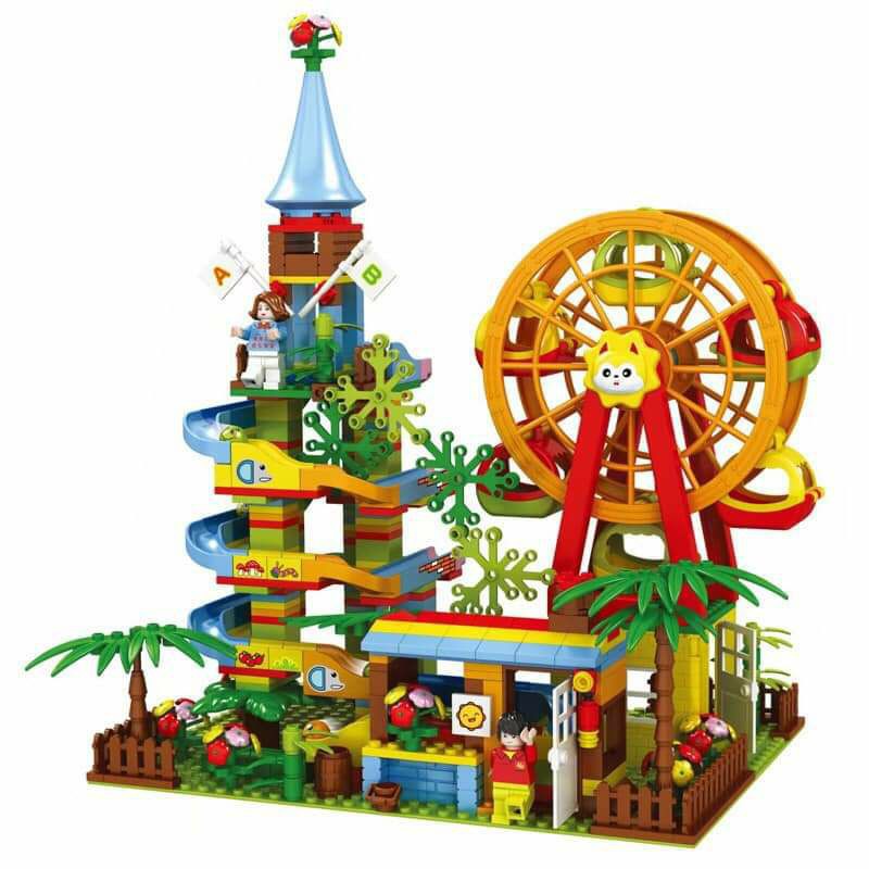 Đồ chơi trẻ em xếp hình lego tháp cầu trượt vòng xoay mặt trời 469 chi tiết BKid21