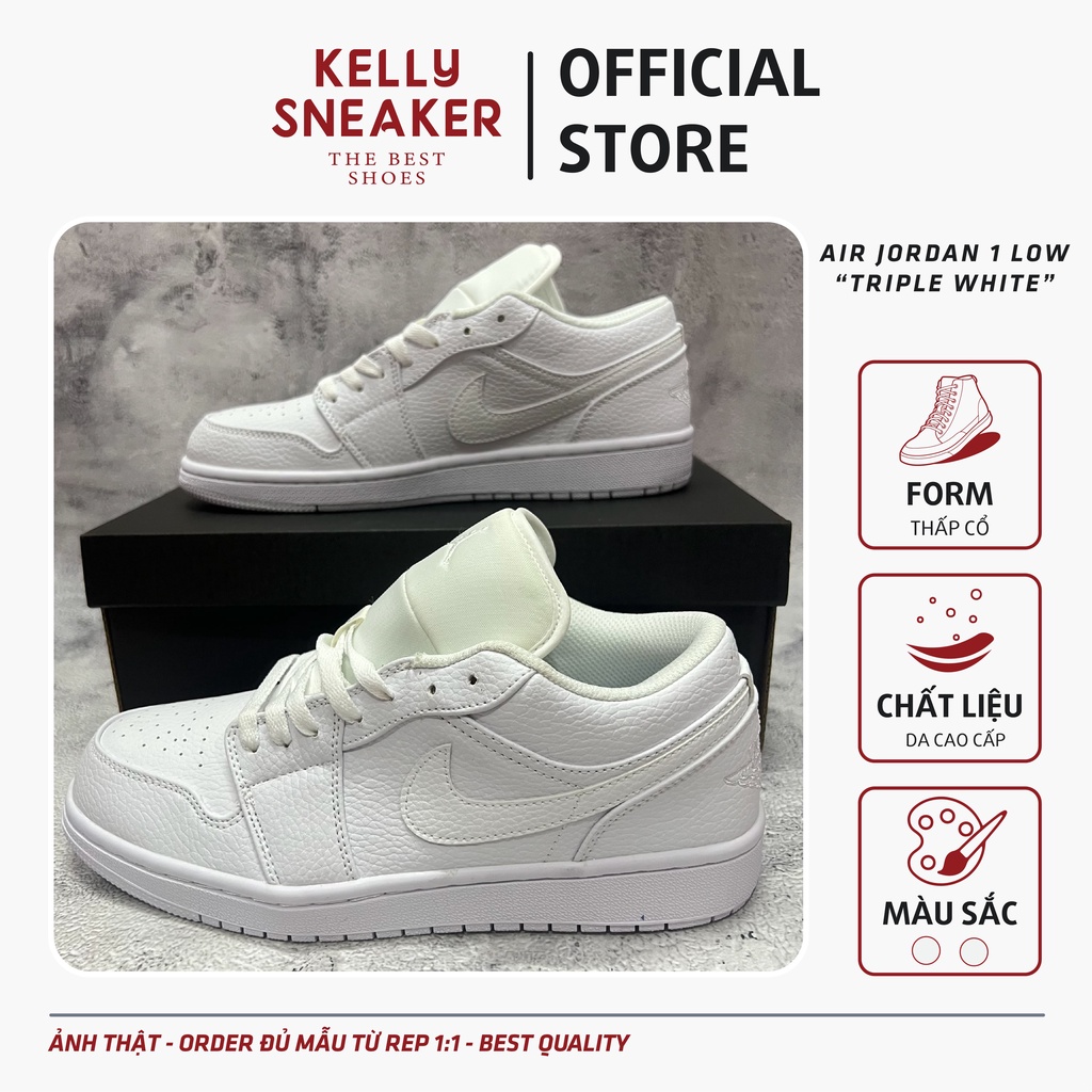 Giày Thể Thao Sneaker Jordan 1 Low "Triple White" - Bản Cao Cấp (Ảnh Thật + Hàng Sẵn)