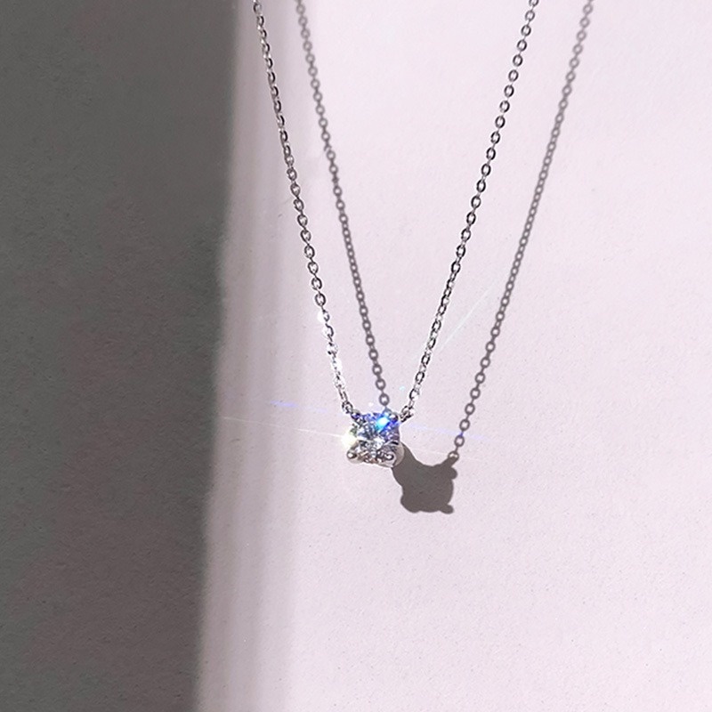 We Flower Vòng cổ Bạc s925 Mặt Hoa Đính Đá Zircon Thanh Lịch Cho Nữ