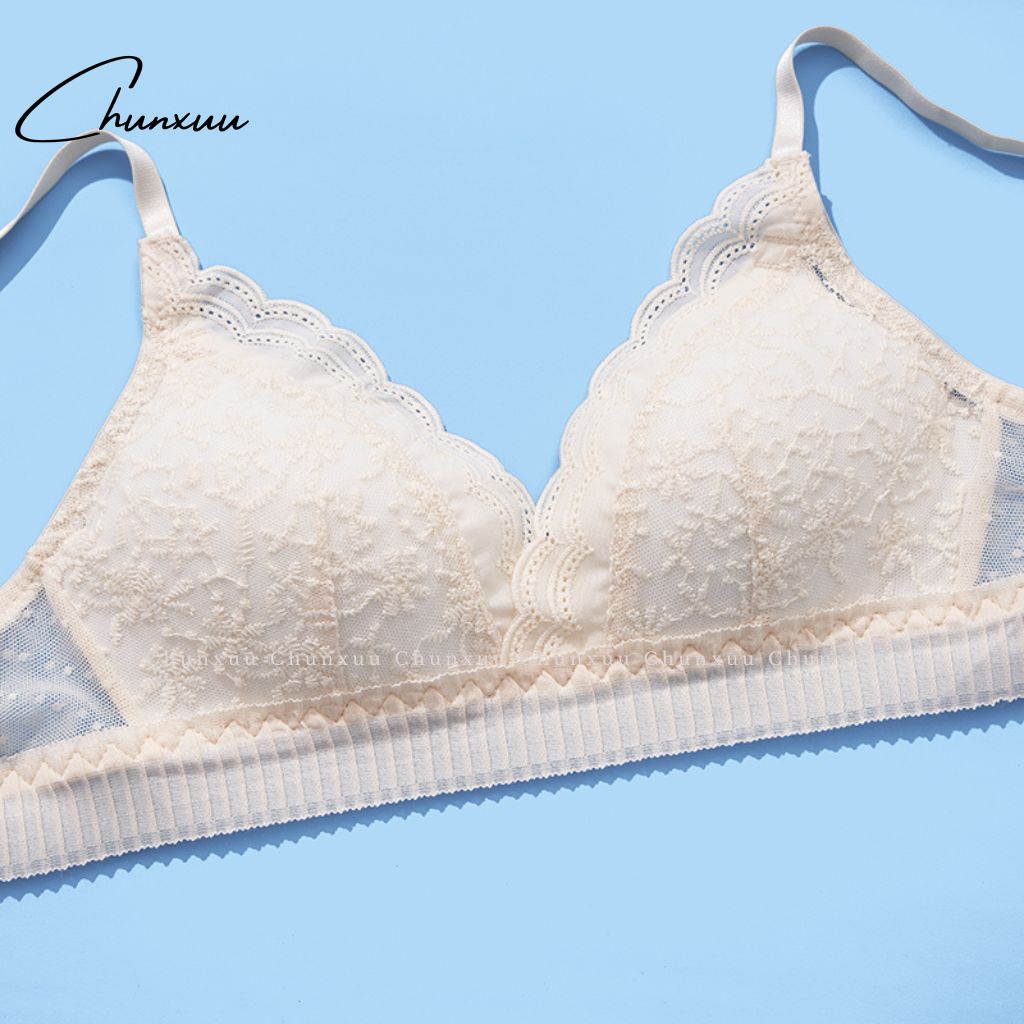 Áo ngực nữ không gọng đệm mỏng CHUNXUU, vải ren hoa mềm mịn thoáng mát - AV43