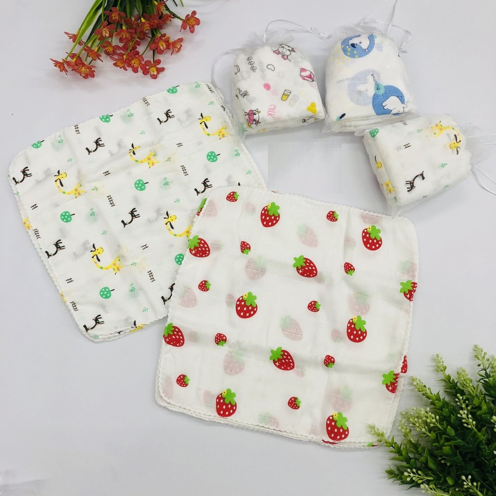 Set 10 Khăn Sữa Sợi Tre Xuất Hàn Cao Cấp