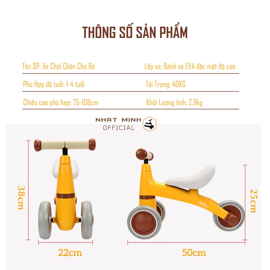 Xe chòi chân cho bé 1-5 tuổi thăng bằng, tập đi, Có đèn pha MẪU MỚI 2023
