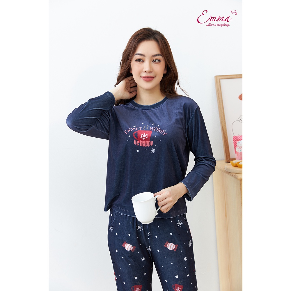 Bộ Đồ Mặc Nhà Nhung Cổ Tròn Ly Cà Phê Emma ETLU.21.038.12