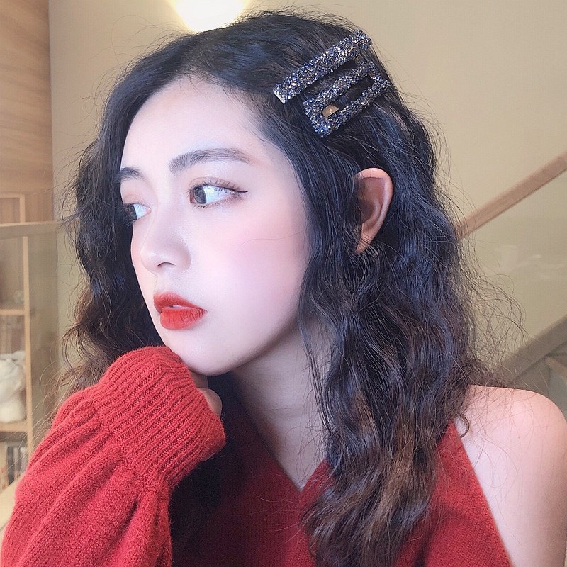 Set 2 Kẹp Tóc Cho Nữ Đính Hạt Siêu Cute