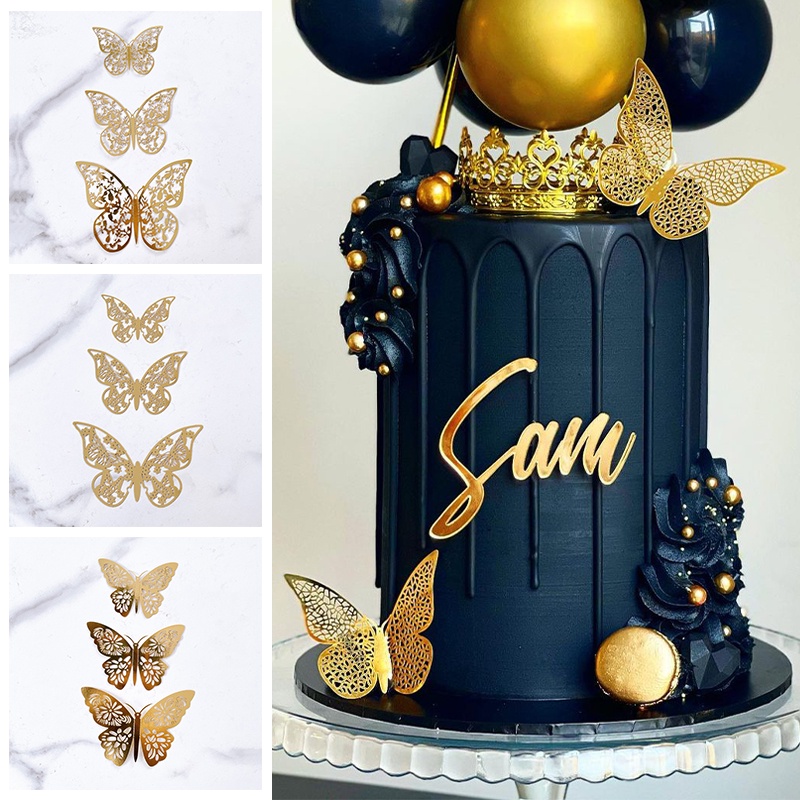 Set 12 Bươm Bướm 3D Trang Trí Bánh Kem