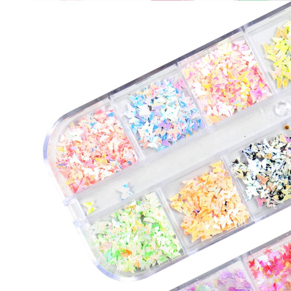 [Hàng mới về] Hộp Kim Sa Lục Giác 3D Nhiều Màu Trang Trí Móng Tay Nghệ Thuật