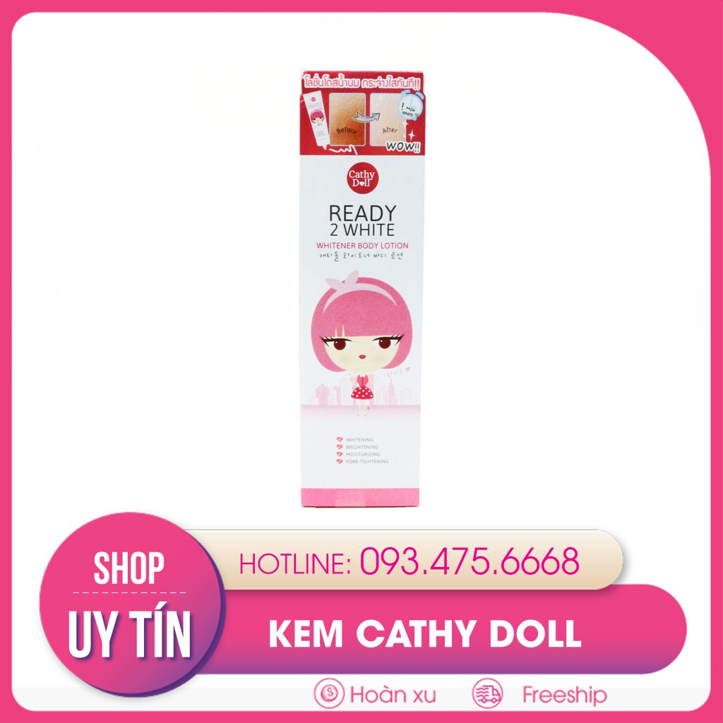Kem dưỡng trắng da CATHY DOLL READY 2 WHITE 150ml dùng cho body giúp trắng da nhanh và hiệu quả
