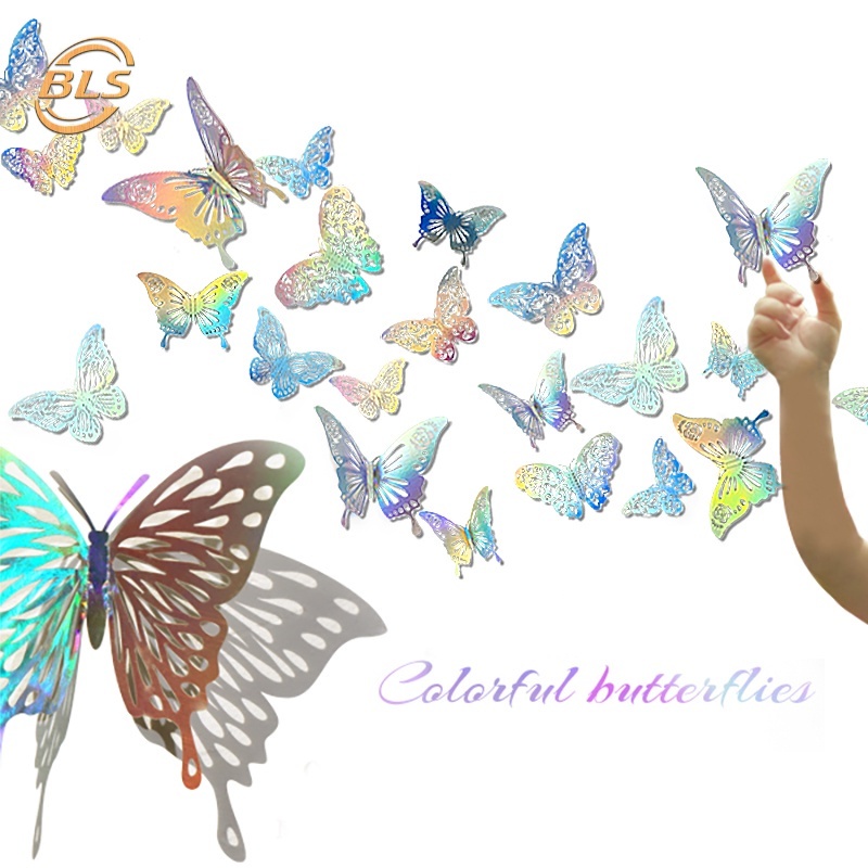 Bộ 12 Miếng Dán Tường Trang Trí Hình Bướm 3D DIY