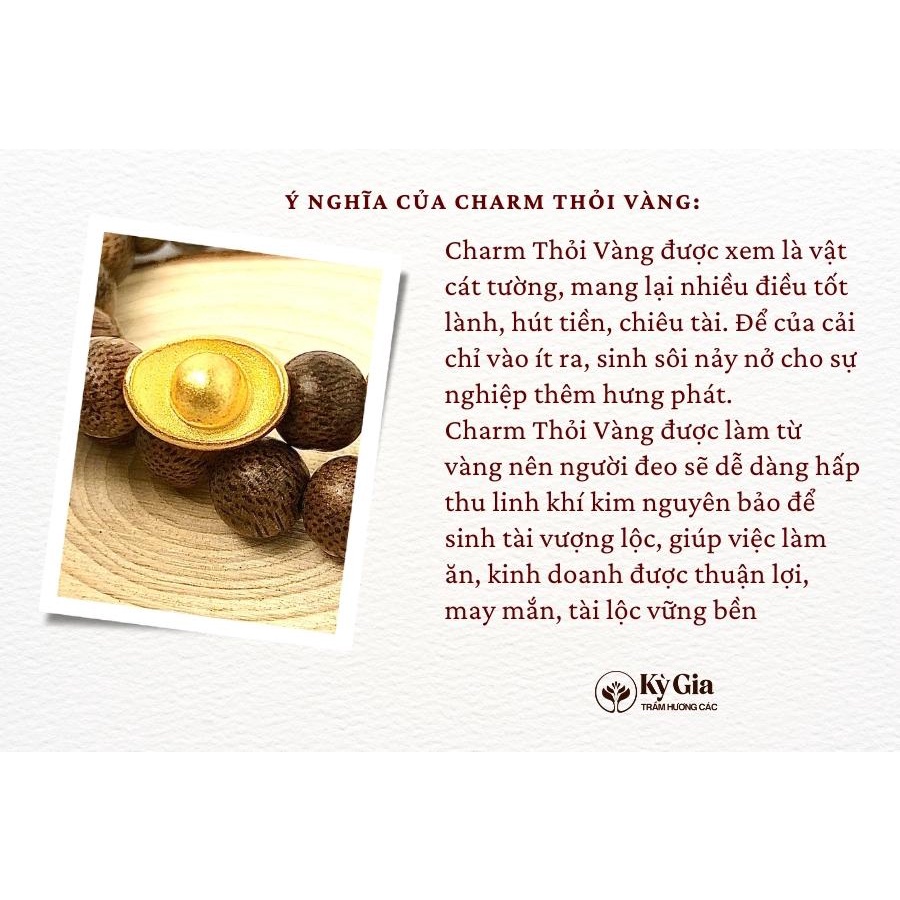 Vòng Trầm Hương Tốc Việt Phối Charm Thỏi Vàng 8 Li 54 Hạt Kỳ Gia Trầm Hương Các- May Mắn- Thịnh Vượng