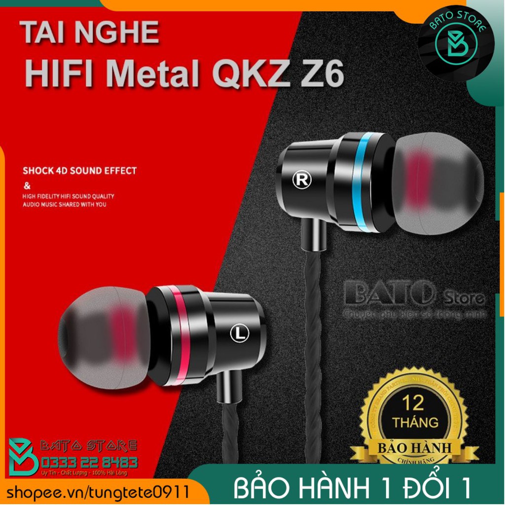 [ĐỘC QUYỀN] Tai Nghe Thể Thao Kim Loại Siêu Trầm HIFI Metal QKZ Z6 Chính Hãng, Có Mic (Hộp Mica cực đẹp) - Tặng Bộ N