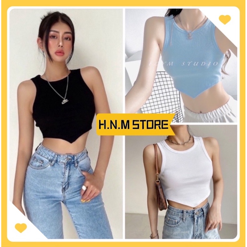 (freeship) Áo ba lỗ nữ  lai nhọn from croptop , áo thun nữ sexy chất vải thun gân cao cấp thời trang H.n.m store