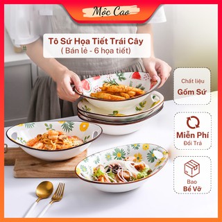 Bát sứ, tô sứ hình thoi họa tiết hoa quả decor phụ kiện bàn ăn sang trọng