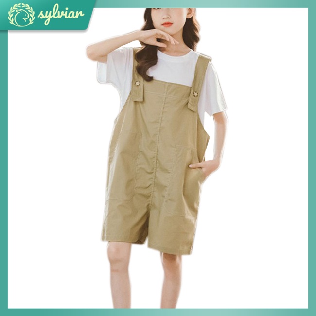 Set Đồ 2 Món Gồm Áo Cotton Tay Ngắn Màu Trơn + Quần Yếm Cho Bé Từ 7-12 Tuổi
