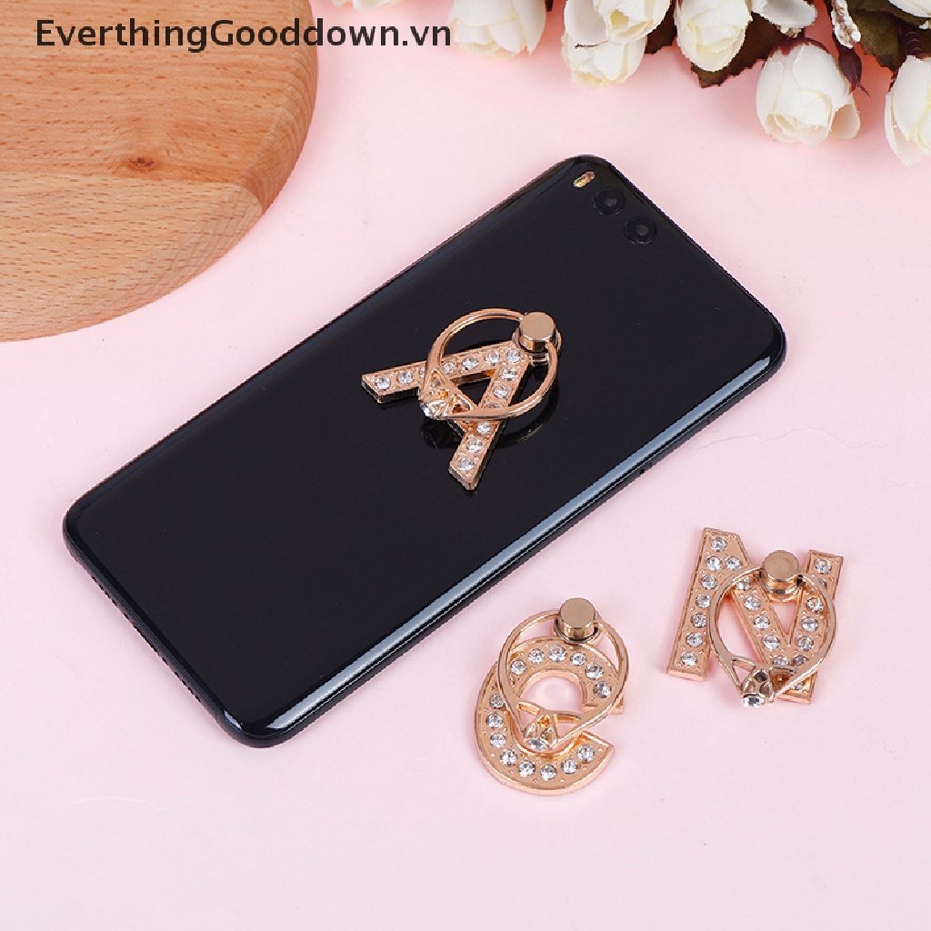 Everthinggooddown Giá Đỡ Điện Thoại Kim Loại Hình Chữ Cái Đính Kim Cương Giả