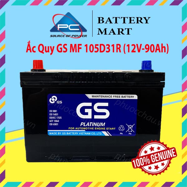 Bình Ắc Quy 12V-90Ah, Ắc Quy Ô Tô GS MF 105D31L/R