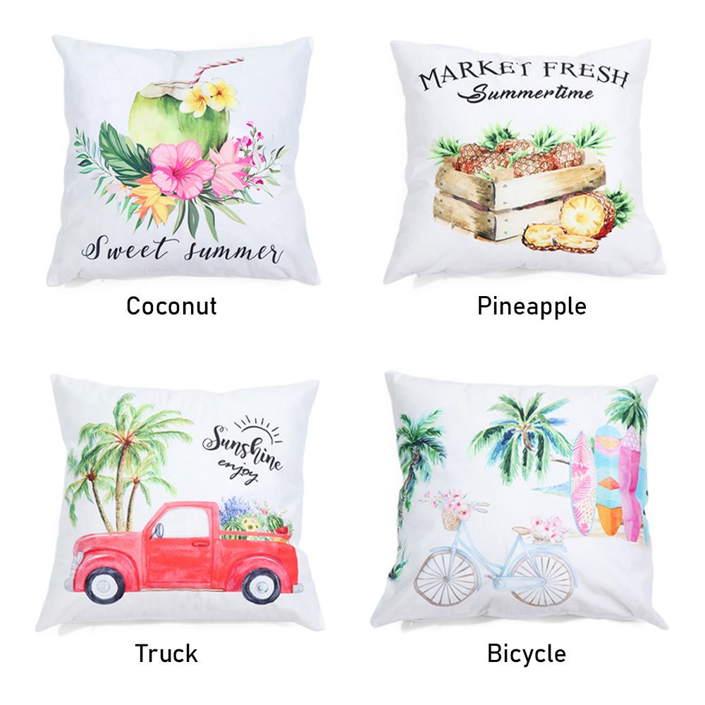 LUCKY Home Decor Summer Pillowcase Square 18x18 Inch Throw Pillow Covers Gift Coconut Truck Bicycle Pineapple