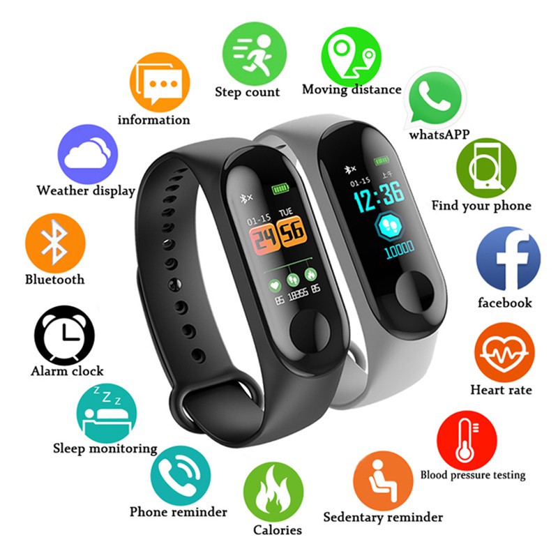 Đồng Hồ Thông Minh Đa Năng Theo Dõi Tình Trạng Sức Khỏe Xiaomi M3 Chống Nước Có Kết Nối Bluetooth Mi Band 3