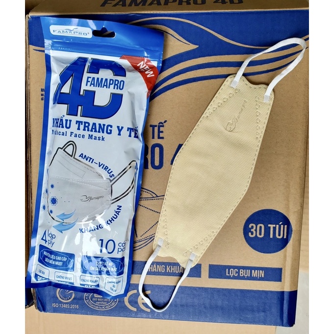 ✅  Túi 10 cái khẩu trang y tế 4 lớp kf94 , 4D Famapro Nam Anh