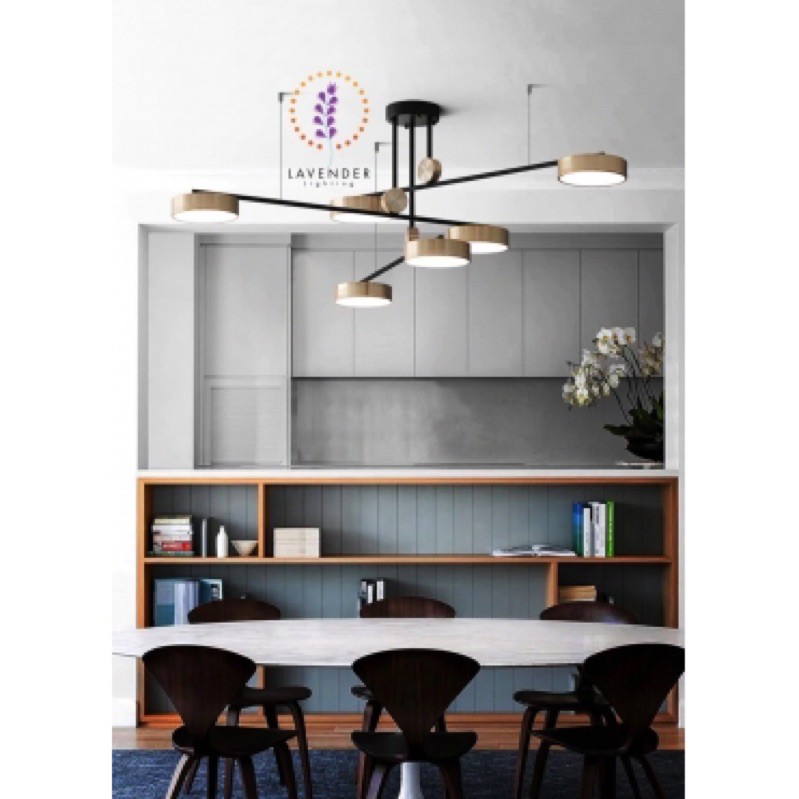 Đèn thả chùm 6 đầu mạ vàng thân đen hiện đại TH276