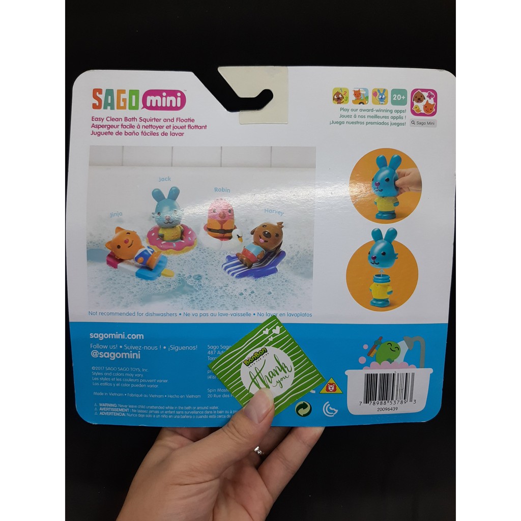 Set 4 nhân vật đồ chơi phun nước nhà tắm cho bé - Sago Mini - Fullbox