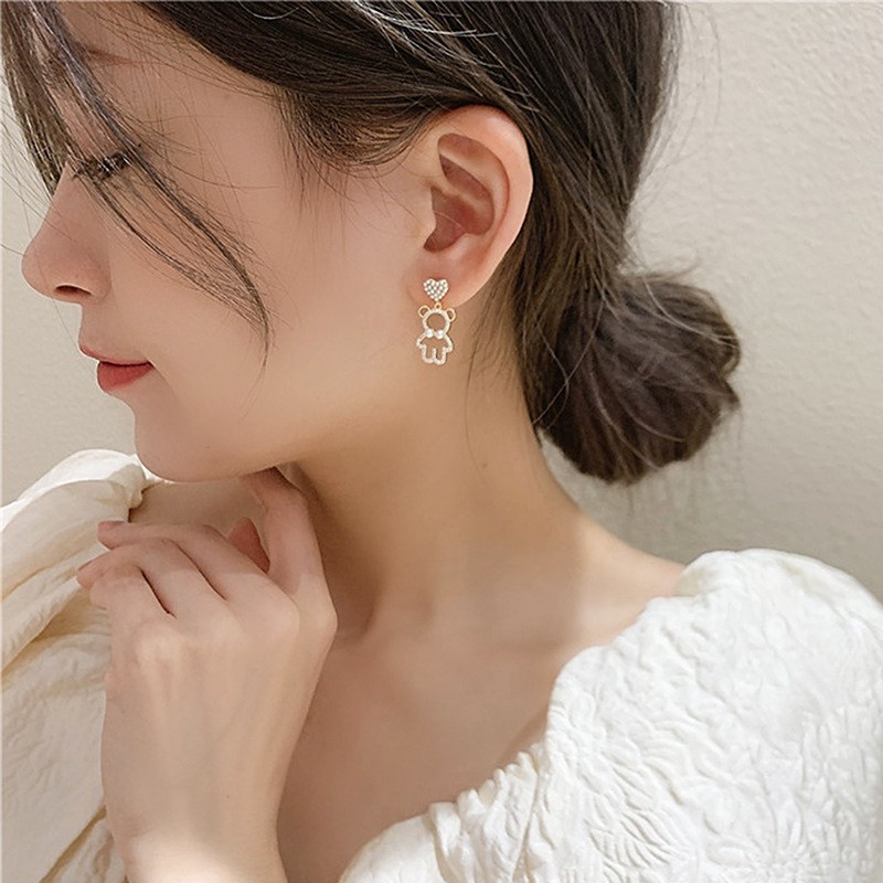 Bông tai hình gấu dễ thương phong cách Hàn Quốc thời trang mùa hè cho nữ F083 2021