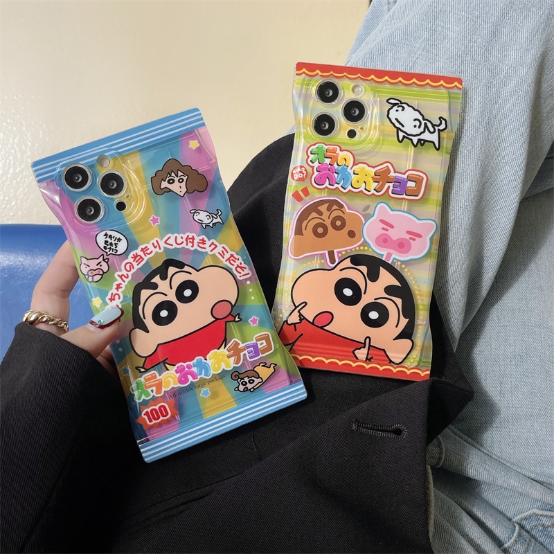 Shin-chan Dễ Thương iPhone 14/14ProMax/13ProMax/13Pro/13/12ProMax/12Pro/12/11Pro/11ProMax/Xsmax/X/Xr/7/8Plus Gói Kẹo Apple Couple Snack Vỏ Điện Thoại Di Động Vỏ Silicon Hài Hước Mới