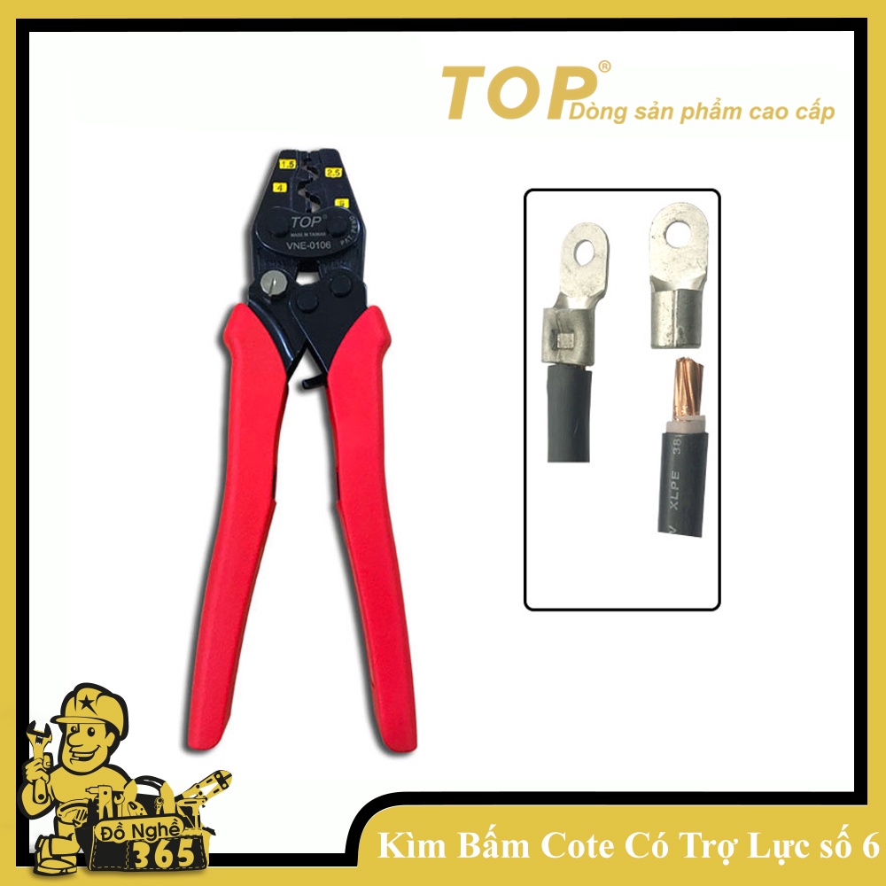 Kìm bấm đầu cote nhanh trợ lực số 06 TOP (1.5 - 6mm2) TOP ( kìm bấm cos)
