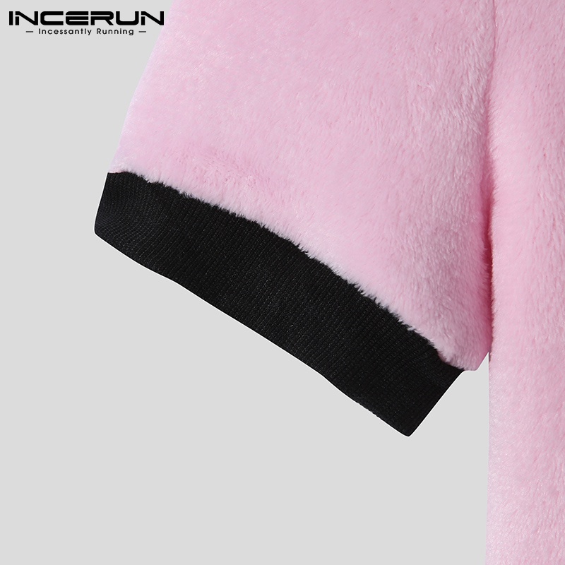 Áo thun lửng INCERUN tay ngắn in màu phong cách mùa hè cho nam