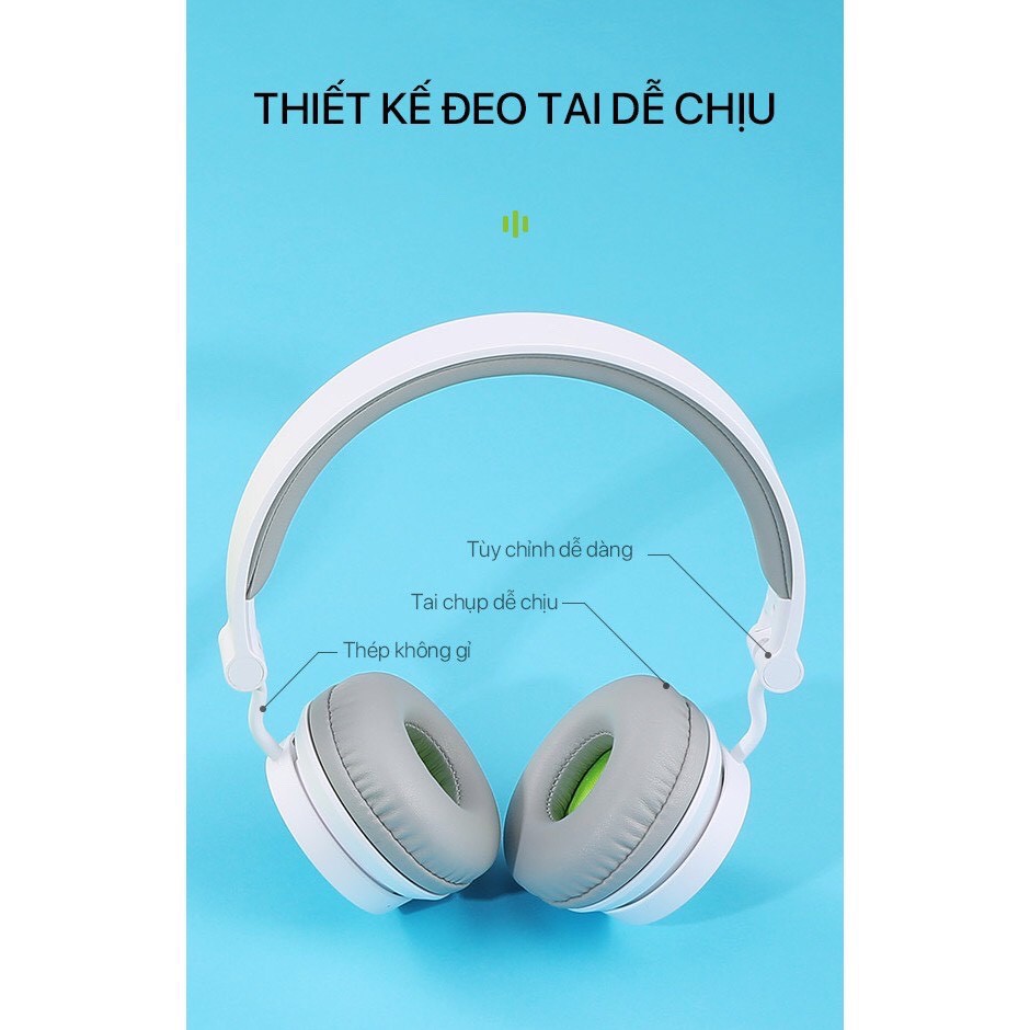 Tai nghe chụp tai bluetooth chụp tai ROBOT H10 Chất âm DSP độc lâp âm bass mạnh mẽ 15 giờ sử dụng cổng kết nối AUX