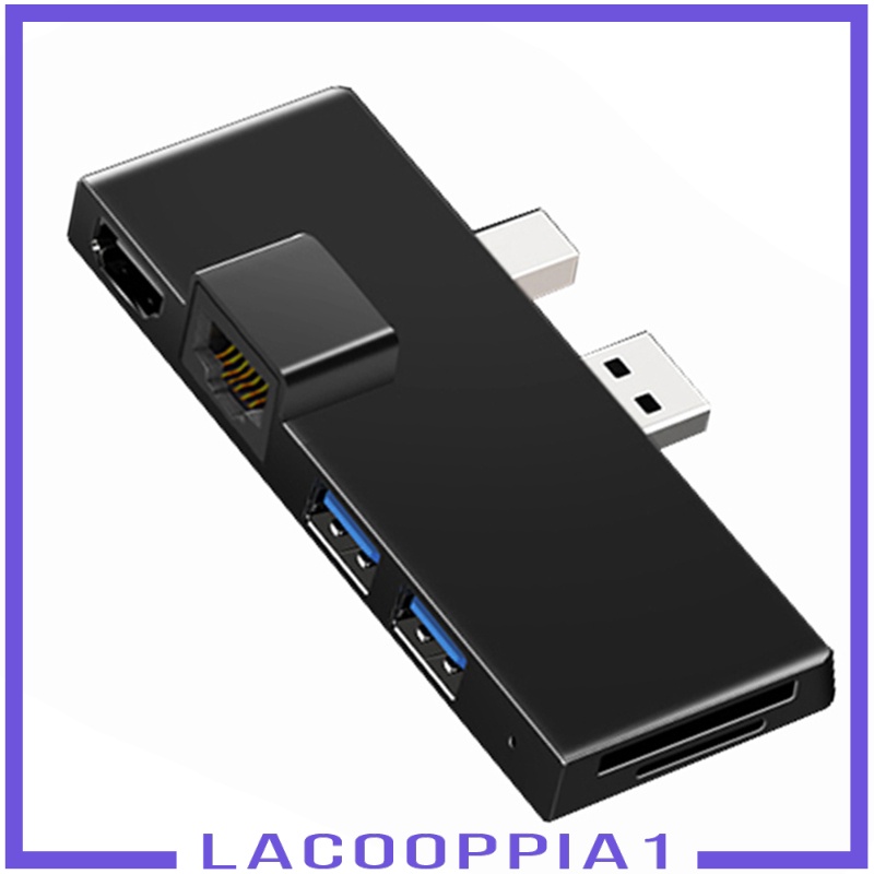 [LACOOPPIA1] 6 in 1 Multiport Adapter with 4K HDMI, Ethernet, 2 USB Ports, SD/TF Cards Reader for Surface Pro 4/5/6 HUB Splitter