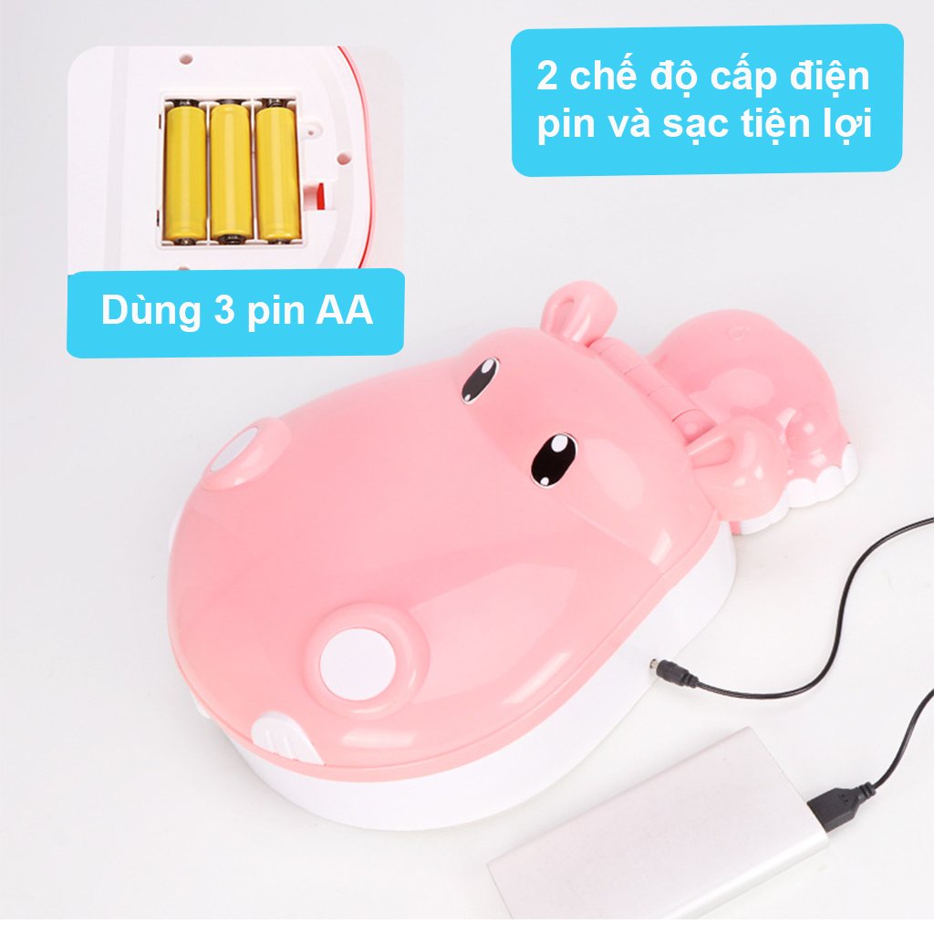 Bộ câu cá hà mã có nhạc có nắp đậy