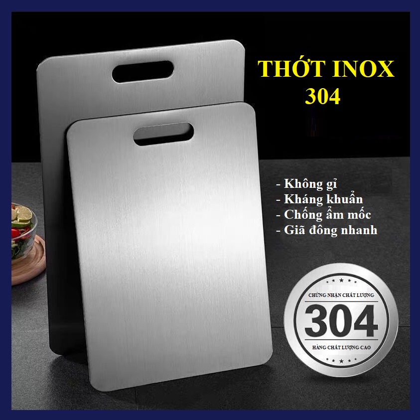 THỚT INOX 304 Kháng khuẩn cao cấp 2 mặt , rã đông nhanh,  nhập khẩu, chống ẩm mốc, chống rỉ sét - Dày 0.3 cm !