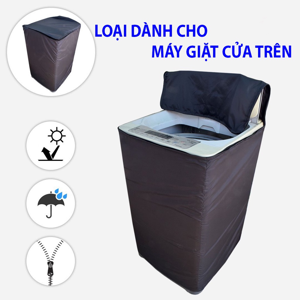 Áo Trùm Máy Giặt Cửa Đứng Cửa Trên Vải Dù Siêu Bền Chống Mưa Nắng Nóng Từ 7kg đến 14kg