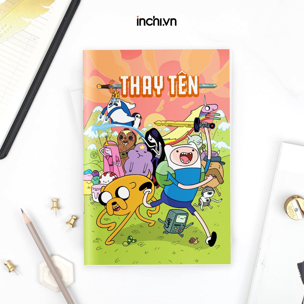 ( Giá Rẻ ) 5 MẪU VỞ Ô LY BÌA IN TÊN VÀ NHÂN VẬT HOẠT HÌNH ADVENTURE TIME THEO YÊU CẦU  48 TRANG CHO BÉ CHẤT LƯỢNG CAO