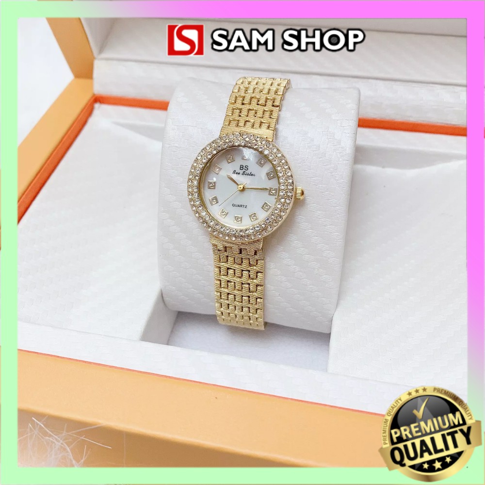 Đồng hồ nữ BS BEE SISTER tròn xà cừ đính đá sang trọng tinh tế (Tặng Kèm Pin và Hộp Sang Trọng) - Sam's Shop