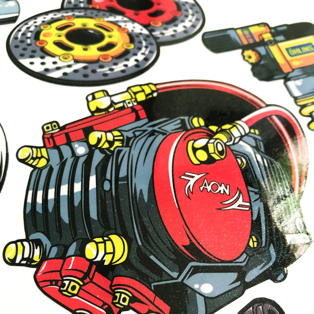 Bộ Tem Xe Máy Ohlins - Tem Biker Trang Trí Xe Máy Mũ Bảo Hiểm Laptop - Chống Thấm Nước Khổ A4