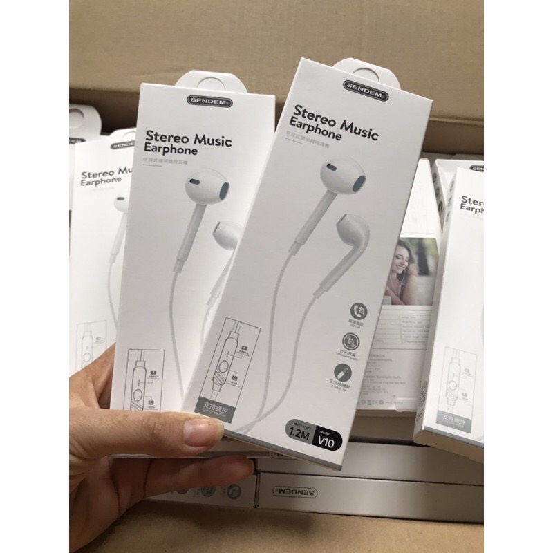 Tai nghe SENDEM V10 chính hãng cổng 3.5MM CÓ 2 đủ hai màu trắng và đen,chất lượng cao giá cực tốt