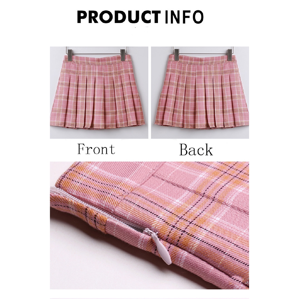 Chân Váy Xếp Li Họa Tiết Caro Phong Cách Nhật Bản Cho Nữ