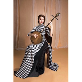 BộÁo dài Khăn Rằn Caro tuyệt phẩm_ cực sang chảnh_ độc đáo