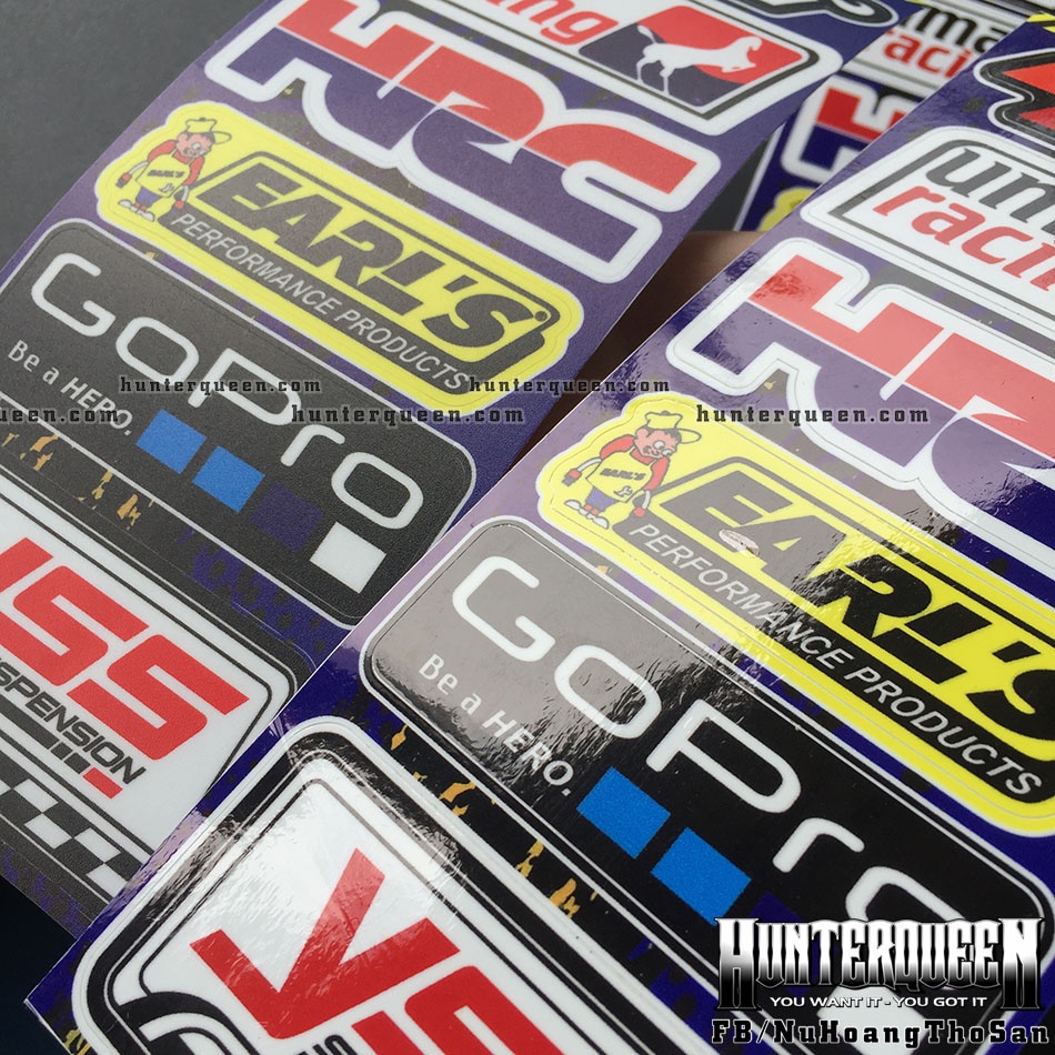 Set 6 logo RAcing BÓNG / NHÁM. Decal sticker hình dán cao cấp chống nước không bay màu