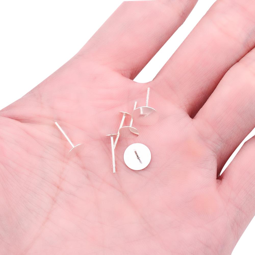 Kim bạc bông tai Beadia mặt phẳng mạ bạc 925 dành cho làm đồ trang sức DIY