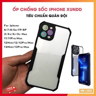 Ốp lưng XUNDD iPhone 7, 7Plus, 8, 8Plus, SE, X, XR, XS, XsMax,11,12,13,14,15 Pro,Max,Plus Mặt lưng trong suốt, viền TPU