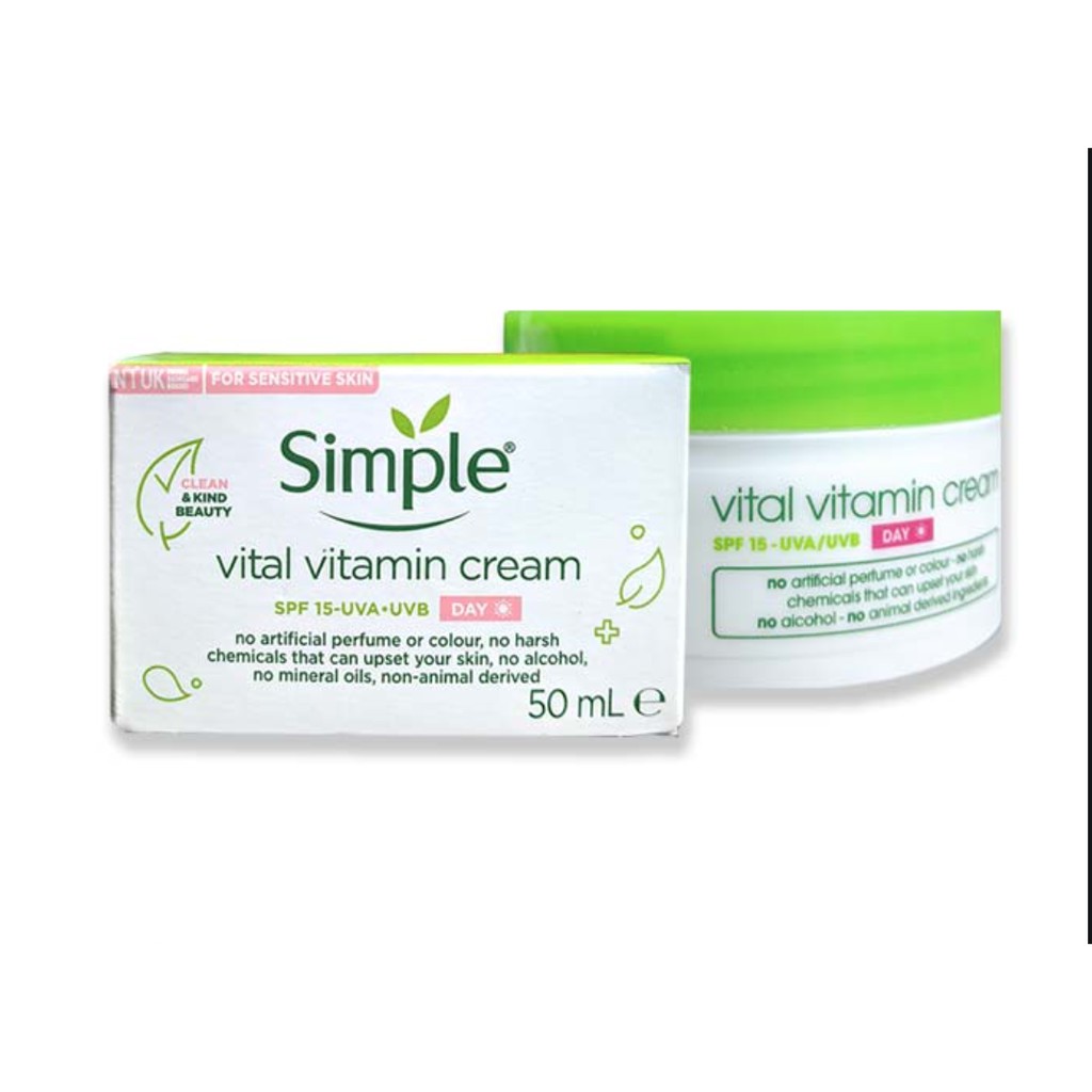 KEM DƯỠNG BAN NGÀY SIMPLE KIND TO SKIN VITAL VITAMIN DAY CREAM SPF 15 UVA/UVB