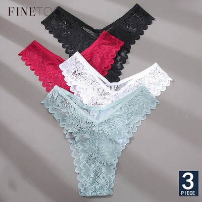Set 3 quần lót FINETOO phối ren M - XL thiết kế thời trang phong cách quyến rũ cho nữ