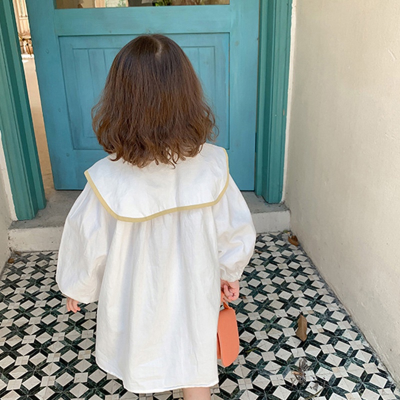 Đầm công chúa tay dài phồng cổ bẻ phong cách Hàn Quốc thời trang mùa thu xinh xắn dành cho bé gái