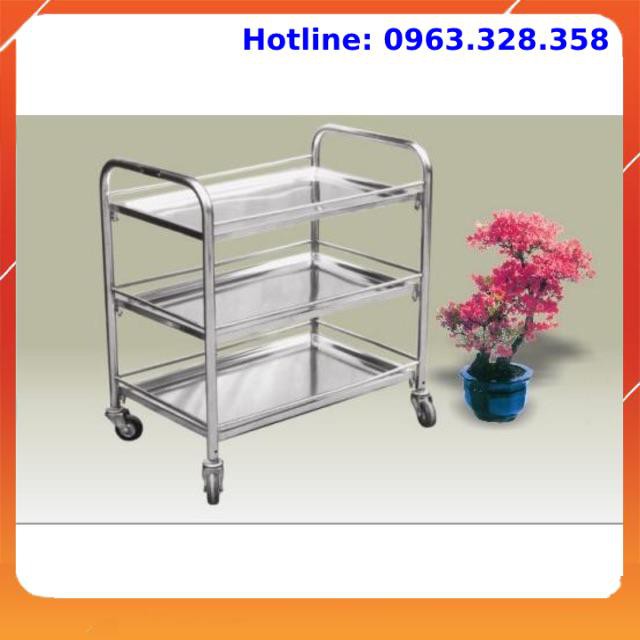 Xe tiêm 3 tầng inox - xe đẩy inox